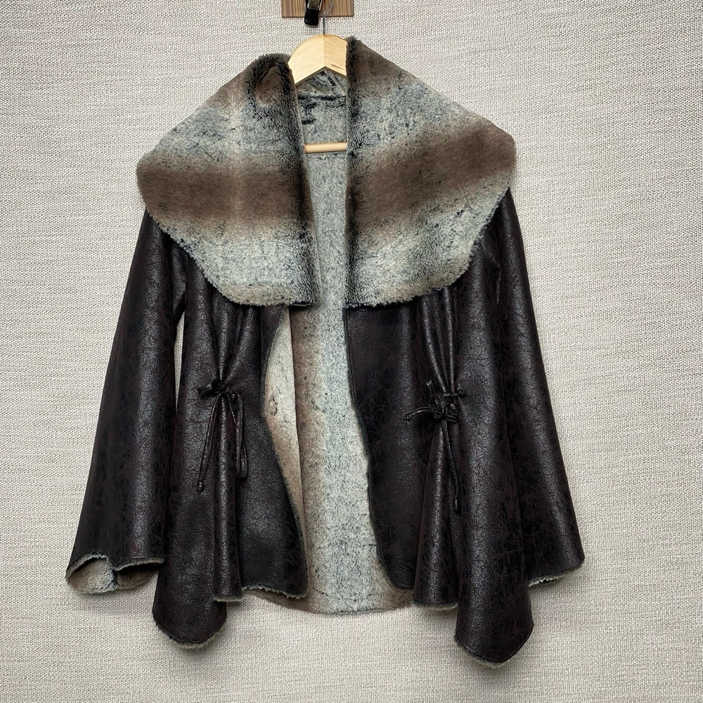 Chi Falchi Cape Shawl Poncho S Faux Fur Lined Suede Whimsygoth Witchcore Cosplay